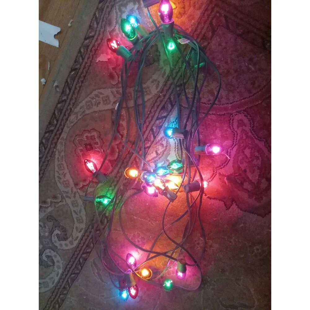 25 Count C7 Transparent Multi Colored Incandescent Christmas Lights